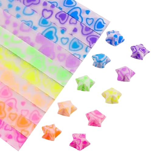 4 Packs Luminous Origami Star Paper Streifen, Herzmusterkunsthandwerksvorräte für DIY -Projekte 4 Packs Luminous Origami Star Paper Streifen, Herzmusterkunsthandwerksvorräte für DIY -Projekte von Yililay