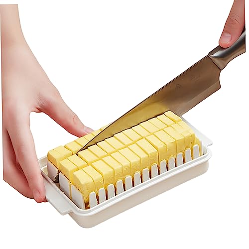 Butterschale mit Deckel, Plastikbutter und Frischkäseschale mit Fächerdesign, Butterhalter, bequem zu schneiden und zu waschen von Yililay