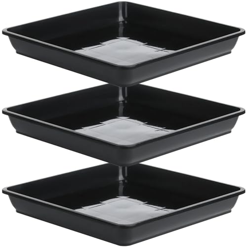 Yililay 3pcs 9, 8x9, 8 Zoll Plastikquadratische Pflanzentopfsaucer Wasserfänger Tablett für Bonsai -Blumen Sukkulente Topfgärtneren von Yililay