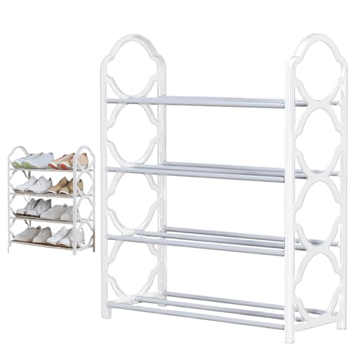 Yililay 4-stufige minimalistische Schuhregal abnehmbarer schwerer launenfreier Fußbodenschuh-Organisator-Regal für Home Road Flur White von Yililay