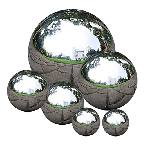 Yililay 6pcs Spiegel poliert Hohlkugel Edelstahl Blicke Reflektierende dekorative Globen für Garten von Yililay