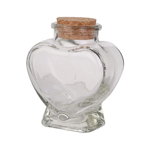 Yililay Mini herzförmiges Glas Gläser klarer Aufbewahrungsglasflaschenbehälter kleine Flasche mit Kork Wunschflasche von Yililay