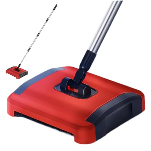 Yililay Teppichbürste, Teppich -Kehrmaschine Handbuch 3 Rollbürbner Fußbohrer Teppichbürste mit Rädern und großer Abfallbehälter 43 -Zoll Abnehmbarer Teppichreiniger für Haustierstaubdebris von Yililay