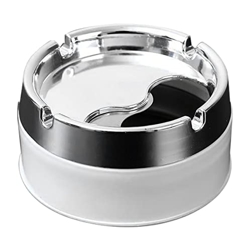 Yililay Tragbarer Zylinder, Edelstahl -Aschenbecher tragbares stilvolles Metall -Aschenschale mit rotierenden Deckel weiß von Yililay