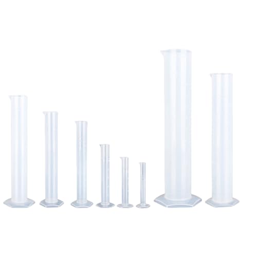 Yilingjc Scientific Messzylinder-Set aus Kunststoff, 8-teiliges Set, 10–2000 ml, Messzylinder-Set mit sechseckigem Sockel, Laborbedarf für wissenschaftliche Experimente von Yilingjc