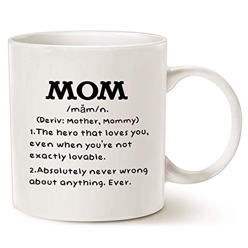Mother's Day Gifts Mom Definition Funny Coffee Mug, Christmas or Birthday Gift Idea for Mom Cup White, 11 Oz von Yilooom
