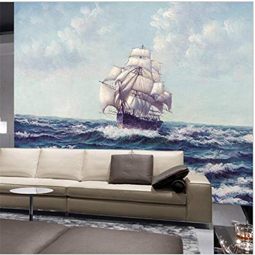 Benutzerdefinierte Fototapete Segelschiff Wandbild 3D Stereo Kreative Künstlerische Große Wandbild Wohnzimmer Schlafzimmer Sofa Tv Hintergrund 200Cm(W)×140Cm(H) von Yimesoy