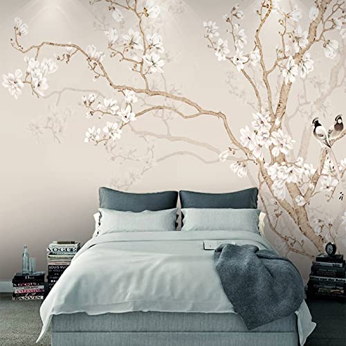 Benutzerdefinierte Wandbild Tapete Moderner Chinesischer Stil Handgemalte Magnolien-Blumen-Vogel-Fototapete Schlafzimmer Wohnkultur 200Cm(W)×140Cm(H) von Yimesoy