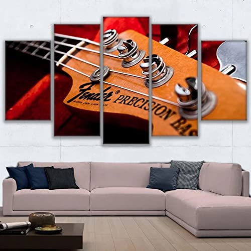 Hd Gedruckte Modulare Leinwand Gemälde Für Wohnzimmer Wandkunst 5 Stück Bassgitarre Hals Bilder Wohnkultur Musik Poster Size2 von Yimesoy