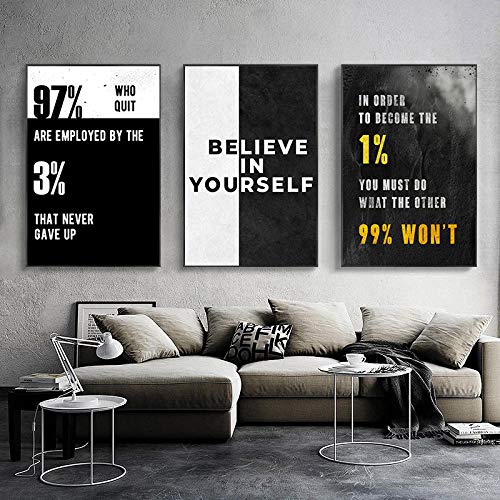 Schwarz Weiß Buchstaben Inspirierende Leinwand Malerei Motivation Zitat Poster Und Drucke Wandbilder Für Wohnzimmer Wohnkultur 16"X24"X3Pcs von Yimesoy
