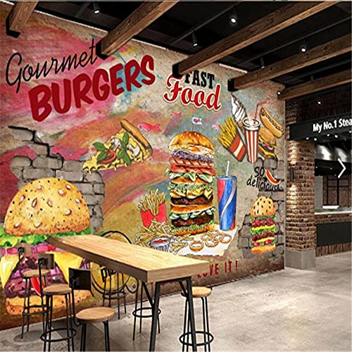 Yimesoy Benutzerdefinierte Hot Dogs Burger Western Fast Food Restaurant Hintergrund Wandbild Tapete 3D Snack Bar Hamburger Pizza Tapete 3D 120Cm(W)×80Cm(H) von Yimesoy