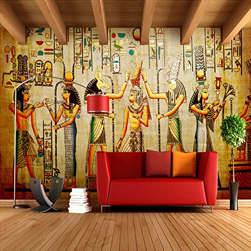 Yimesoy Benutzerdefinierte Wandbild Tapete Ägyptische Figuren Große Wandmalereien Wohnzimmer Restaurant Schlafzimmer Wohnkultur Tapete Klassische 3D 250Cm(W)×175Cm(H) von Yimesoy