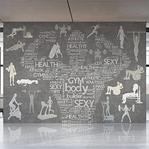 Yimesoy Custom Mural Modern Minimalist Gym Fitness Sports Englisch Industrial Decor 3D Wall Paper Sport Gym Wallpaper 3D 150Cm(W)×105Cm(H) von Yimesoy