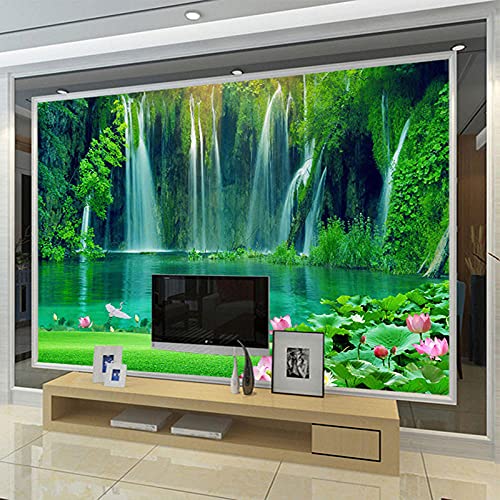 Yimesoy Moderne Benutzerdefinierte Wasserfall-Naturlandschaft-Tapete Für Wohnzimmer Hinter Tv-Sofa-Ausgangsdekoration 430Cm(W)×300Cm(H) von Yimesoy