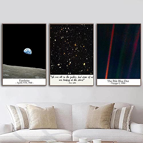 Yimesoy Star Drawing Poster Astronomie Poster Pale Blue Dot Malerei Auf Leinwand Weltraum Poster Und Druck Wandkunst Für Wohnzimmer Wohnkultur 24"X32"X3Pcs von Yimesoy