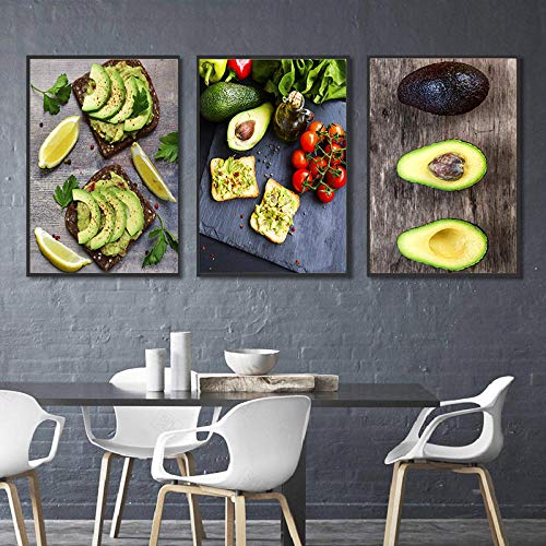 Yimesoy Toast Mit Avocado Feige Früchte Leinwandbilder 3 Stück Wandkunst Nordic Dekorative Poster Druckt Bilder Für Wohnzimmer Esszimmer Küche Dekor 12"X16"X3Pcs von Yimesoy