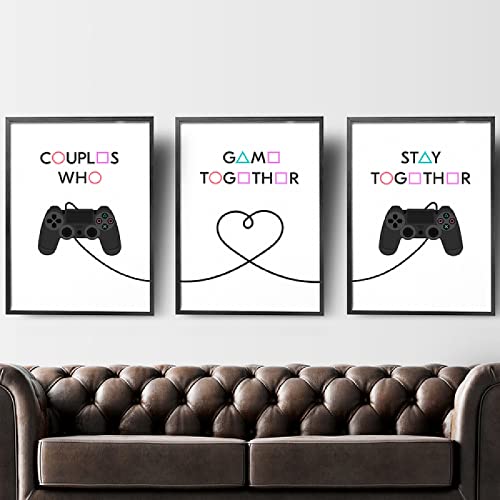 Yimesoy Videospiel Dekor Gaming Paar Leinwand Malerei Wandkunst Herren Geschenk Für Freund Poster Und Druck Für Gamer Zimmer Dekoration 12"X16"X3Pcs von Yimesoy