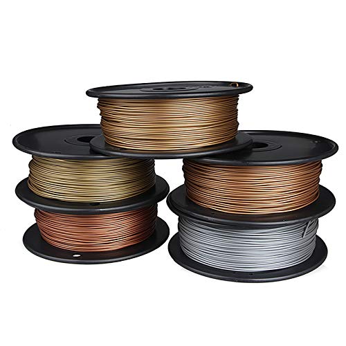 PLA Metallfilament 3D-Drucker Filament Metall PLA Filament 1,75 Mm Filament Mehrfarben-Kombination 3D-Druckmaterial Für 3D-Drucker Und 3D-Stift, 0,5 Kg Spule Pro Rolle (5 Rollen Mit Insgesamt 2,5 Kg) von Yimihua