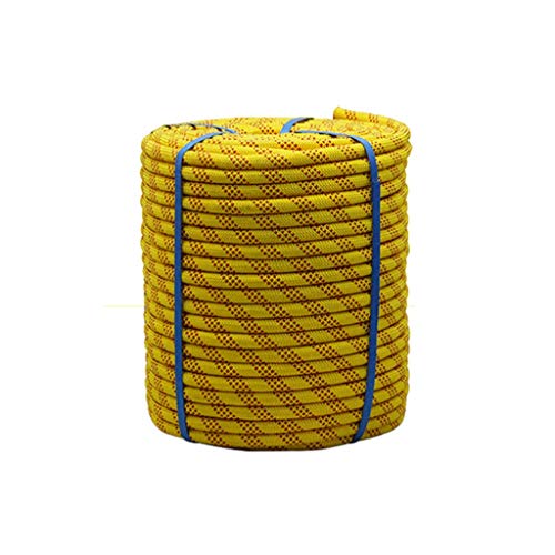 kletterseil 16mm Rettungsseil Feuerrettungs-Fallschirm-Seil Mit 2 Karabinern, Hochfestes Sicherheitsseil Geflochtenes Nylonseil, Outdoor-Kletterseil, Länge 10m-100m ( Color : Yellow , Size : 30m ) von Yimihua