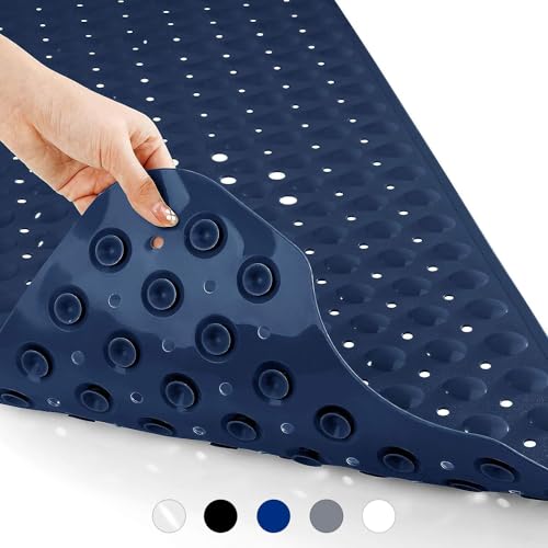 Yimobra Badewannenmatte, Extra Lang Duschmatten für Wanne Anti-Rutsch mit Abflusslöchern, Saugnäpfen, Phthalatfrei, Latexfrei, BPA-frei und Maschinenwaschbar (100 x 40 cm, Navy Blau) von Yimobra