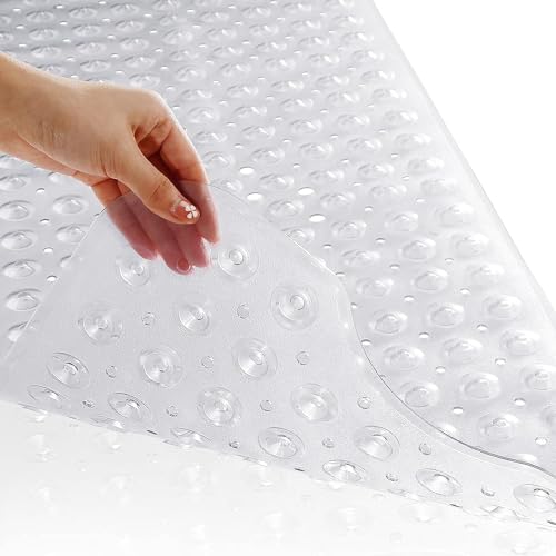 Yimobra Badewannenmatte, Extra Lang Duschmatten für Wanne Anti-Rutsch mit Abflusslöchern, Saugnäpfen, Phthalatfrei, Latexfrei, BPA-frei und Maschinenwaschbar (100 x 40 cm, Transparent) von Yimobra