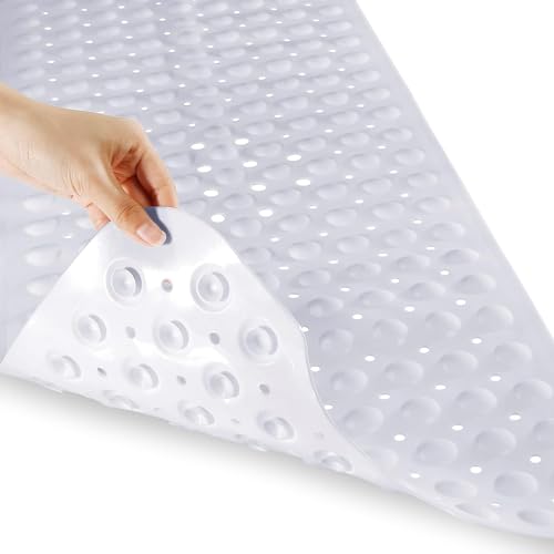 Yimobra Badewannenmatte, Extra Lang Duschmatten für Wanne Anti-Rutsch mit Abflusslöchern, Saugnäpfen, Phthalatfrei, Latexfrei, BPA-frei und Maschinenwaschbar (100 x 40 cm, Weiß) von Yimobra