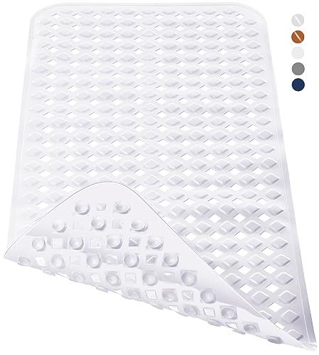 Yimobra Badewannenmatte, Extra Lang Badematte für Wanne Anti-Rutsch mit Abflusslöchern, Saugnäpfen, Phthalatfrei, Latexfrei, BPA-frei und Maschinenwaschbar (70 x 40 cm, Weiß) von Yimobra