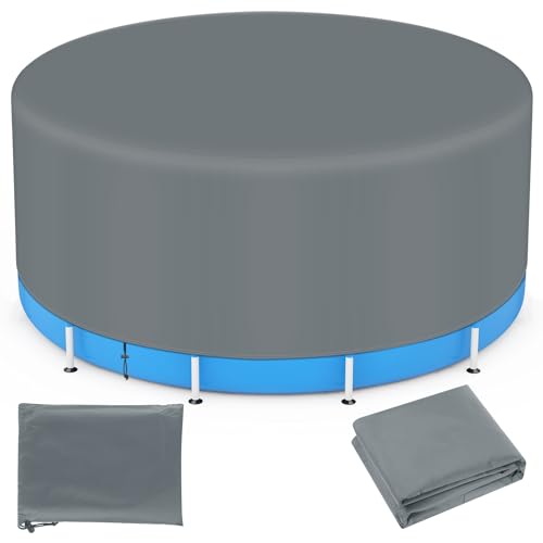 215×70CM Poolabdeckung, 420D Winterabdeckung für oberirdische Pools, Uv-Schutz Pool Abdeckplane Mit Kordelzug Und BodennäGeln FüR StabilitäT Und Einfache Installation von Yimomoyi