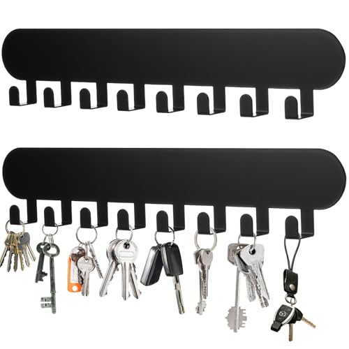 Yimomoyi 2 Stück Schlüsselbrett, schlüsselbrett ohne bohren, Schlüsselhalter Wand Mit 8 Haken, Schlüsselaufbewahrung Wall für Flure, Eingangstüren, Badezimmer, Küchen von Yimomoyi