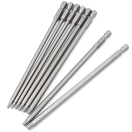 8 Stück Torx lang Schraubendreher Bit Set 1/4" Magnetisch Sternenkopf Schraubenziehe Set 150mm Lang Sechskant Schaft Elektrische Torx Bits Satz Werkzeuge (8pcs 150mm) von Yimorex