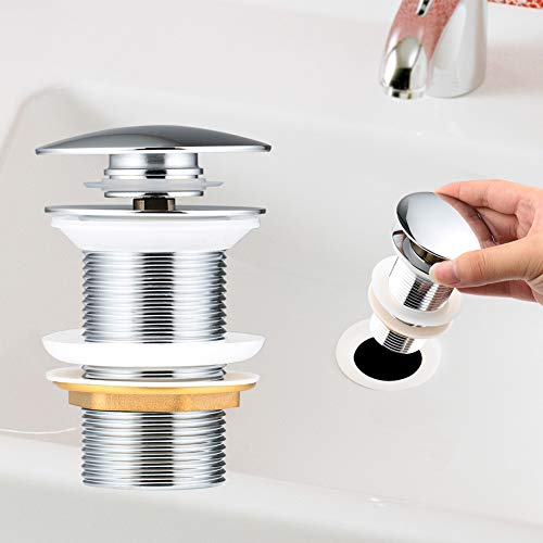 Yimorex Universal Ablaufgarnitur für Waschbecken & Waschtisch Chrom Pop Up Ventil Ablaufventil Ablaufgarnitur aus Messing - ohne Überlauf (ohne Überlauf) von Yimorex