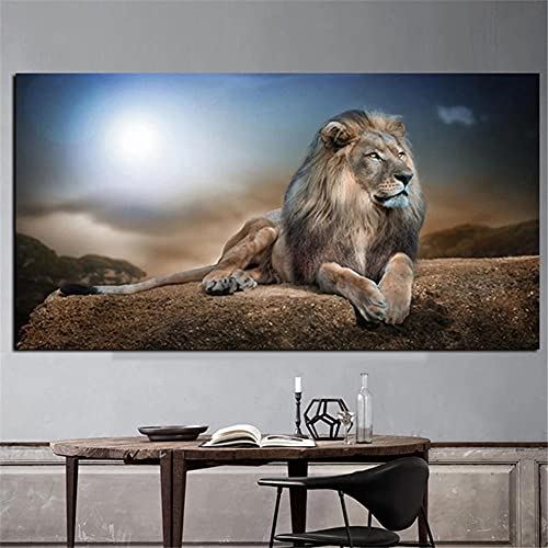 5D Diamant Painting Bilder Groß Löwe DIY Erwachsene und Kinder Volle Bohrer Diamond Painting Large Kits Kristall Strass Stickerei Kreuz Stich Art Home Wall Dekor Geschenk(40x80cm/16x32in Square Drill) von Yimze