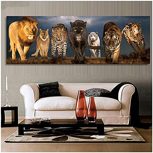 5D Diamant Painting Bilder Groß Löwenleopard DIY Erwachsene und Kinder Volle Bohrer Diamond Painting Large Kits Kristall Strass Stickerei Kreuz Stich Art Home Wall Dekor Geschenk(40x80cm/16x32in) von Yimze