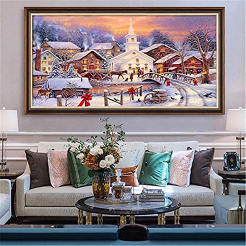 DIY 5D Diamond Painting Kit Winter-Schnee-Szene Large Voll Full Drill Diamant Painting Bilder,Kristall Strass Stickerei Kreuz Stich Art Large Size Diamant Malerei Home Wall Dekor Round drill 50x100cm von Yimze