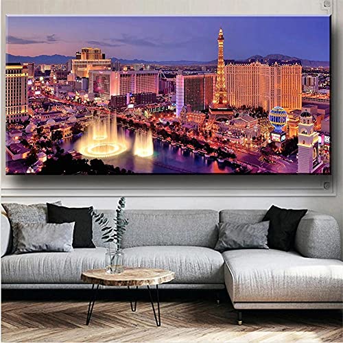 Diamant Painting Bilder Erwachsene Anfänger Las Vegas City-Nacht Diy 5d Diamond Painting Full Round Drill Kit Strass Stickerei Cross Stitch Arts Craft für Home Wand Decor(40x120cm/16x48in Round Drill) von Yimze