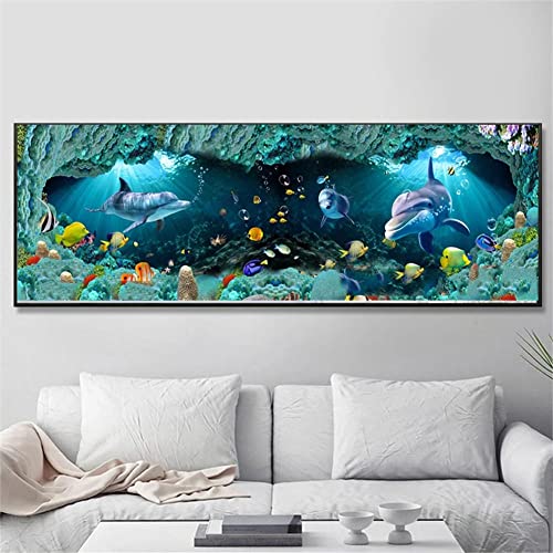 Yimze Diamant Malerei Erwachsene Groß Unterwasser-Meerestiere DIY 5D Diamond Painting Bilder Vollbohrer Diamant Gemälde Malen Nach Zahlen Stickerei Leinwand Wall/Eingang/Büro Dekorationen 80x220cm von Yimze