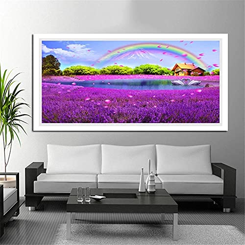 Yimze Diamant Malerei Erwachsene Lavendel Regenbogen DIY 5D Diamond Painting Bilder Vollbohrer Diamant Gemälde Malen nach Zahlen Stickerei für Home Wall Decor Geschenke(60x180cm/24x72in Round Drill) von Yimze