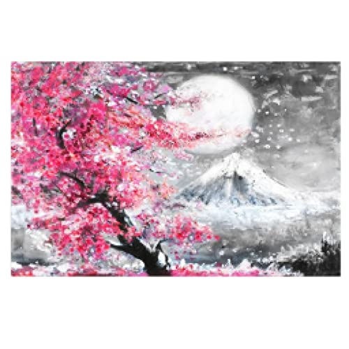Yinaa Decor Leinwand Gemälde Bilder Rosa Grau Nordische Wandkunst Sakura Baum Kirschblüte Japanische Poster Drucke für Kinderzimmer Dekor 60x90cm rahmenlos von Yinaa Decor
