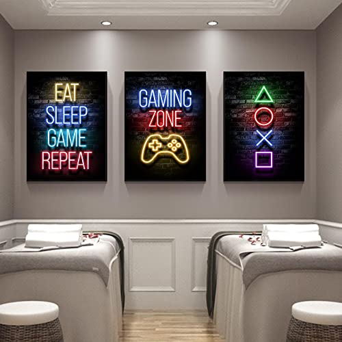 Kunstdruck auf Leinwand Gaming Gamer Zitate Poster Spiel Playstation Leinwand Gemälde für Jungen Schlafzimmer Wohnkultur 50x70cmx3pcs rahmenlos von Yinaa