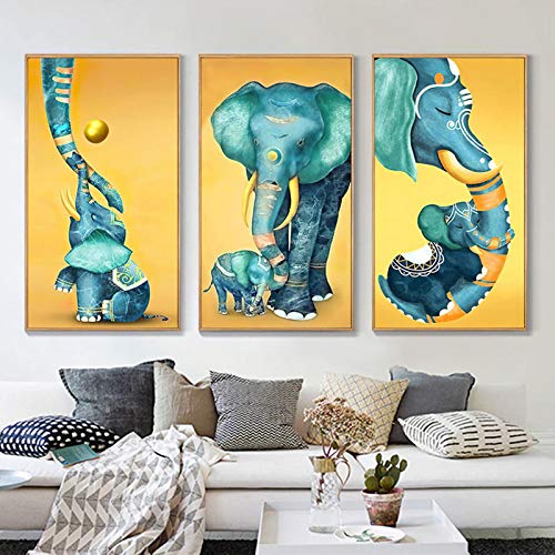 Leinwand Wandkunst Nordic Goldene Farbe Elefant Baby Elefant Poster Und Drucke Tier Leinwand Wandbilder Wohnzimmer Eingang Dekor 35x70cmx3pcs rahmenlos von Yinaa