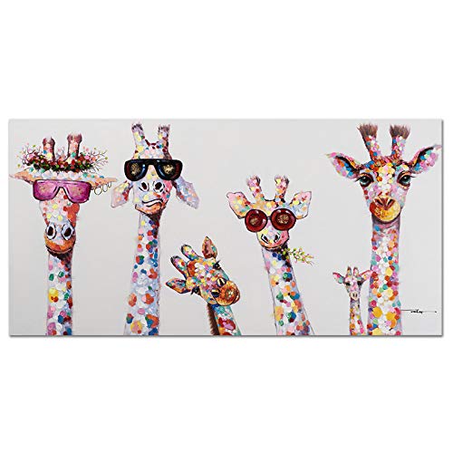 Niedliche Giraffe, Kinderzimmerdekoration, Leinwand, Tiermalerei, moderne Leinwanddruck, Kunstdruck, Heimdekoration, Poster, 70 x 140 cm, rahmenlos von Yinaa