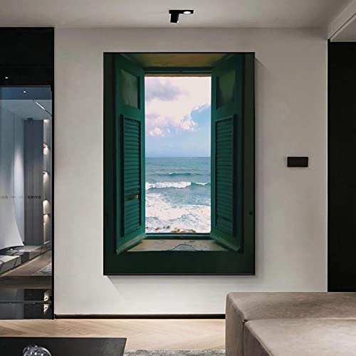 Nordic Window Outside Landschaft Leinwand Gemälde Wandkunst für Wohnzimmer Wohnkultur Wandbilder 70x100cmx1pcs rahmenlos von Yinaa