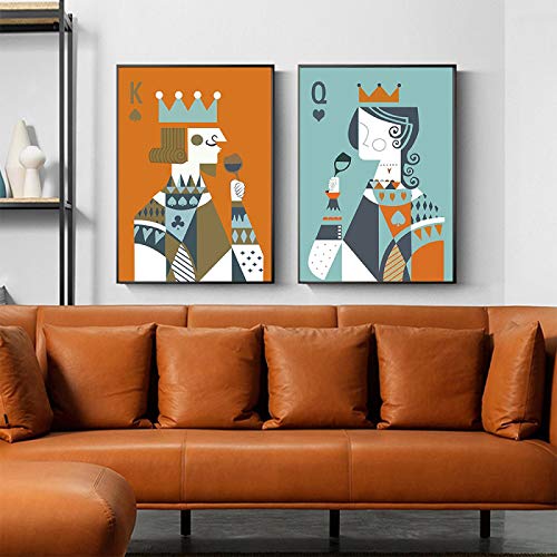 Wandkunst Leinwand Gemälde Vintage Kings Queen Spielkarte Poster und Drucke Wandbilder zum Wohnen Dekoration 50x70cmx2pcs Rahmenlos Wandkunst Leinwand Gemälde Vintage Kings Queen Spielkarte Poster und Drucke Wandbilder zum Wohnen Dekoration 50x70cmx2pcs Rahmenlos von Yinaa