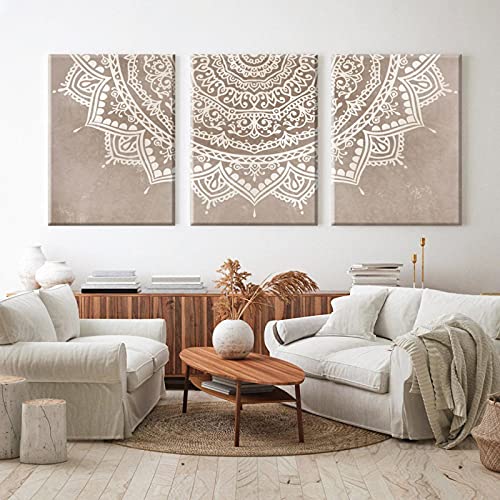 Yinaa 3 Stück Leinwand Gemälde Bild Beige Taupe Boho Schlafzimmer Poster Und Drucke Nordic Wandbild Wohnzimmer Wohnkultur 50x80cmx3pcs rahmenlos von Yinaa