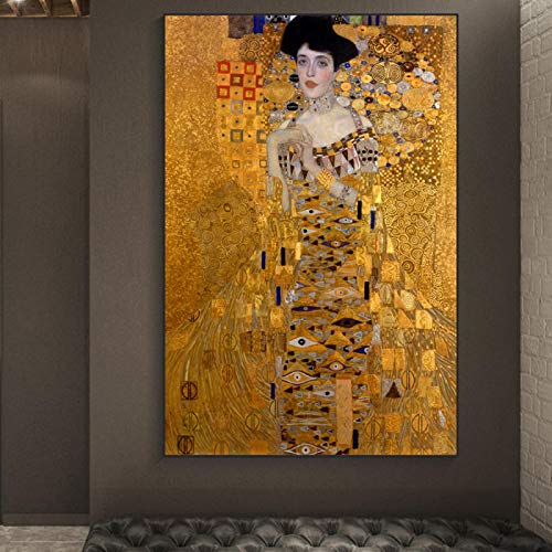 Yinaa Gustav Klimt Berühmte Gemälde von Frau in Gold Reproduktion Wandkunst Bild für Wohnzimmer Dekoration 40x60cmx1pcs rahmenlos von Yinaa