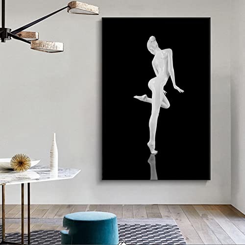 Yinaa Leinwand Wandkunst Schwarz Weiß Frauen Körper Poster Abstrakte Figur Leinwand Wandbilder für Wohnzimmer Wohnkultur 70x100cmx1pcs rahmenlos von Yinaa