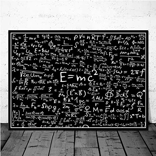 Yinaa Physik Formel auf Tafel Relativität Poster Math Wandkunst Leinwand Gemälde für Schulzimmer Wanddekoration Bild 50 x 70 cm x 1 Stück rahmenlos von Yinaa