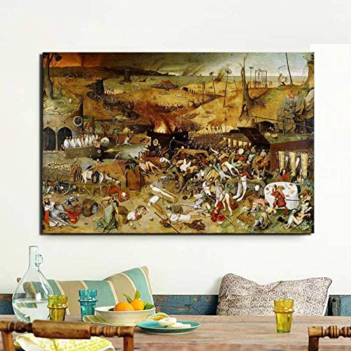 Yinaa Pieter Bruegel Triumph of Death Leinwanddruck Gemälde für Moderne Wohnzimmer Home Wandkunst Dekoration Bilder 70x100cmx1pcs Rahmenlos von Yinaa