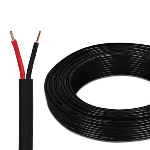 Yinaolan Flaches Zweiadriges Doppelkabel, 2 Leiter, 2 * 0,5 mm² 20 Meter Dünnwandiges Rotes/Schwarzes Flexibles Verlängerungskabel für LED-Licht, Automobil, Bootsausrüstung von Yinaolan
