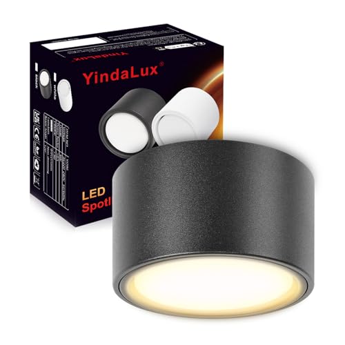 YindaLux 1 Stück LED Aufbauspot Schwarz flach 230V Ø95x55mm Decken Aufbaustrahle inkl. 6W GX53 Leuchtmittel Warmweiß 3000K 660LM Deckenspot Aufputz Deckenstrahler mit großer Leuchtfläche Spotleuchte YindaLux 1 Stück LED Aufbauspot Schwarz flach 230V Ø95x55mm Decken Aufbaustrahle inkl. 6W GX53 Leuchtmittel Warmweiß 3000K 660LM Deckenspot Aufputz Deckenstrahler mit großer Leuchtfläche Spotleuchte von YindaLux